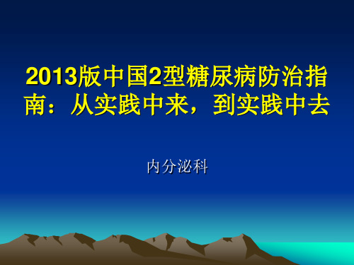 2013版中国2型糖尿病防治指南