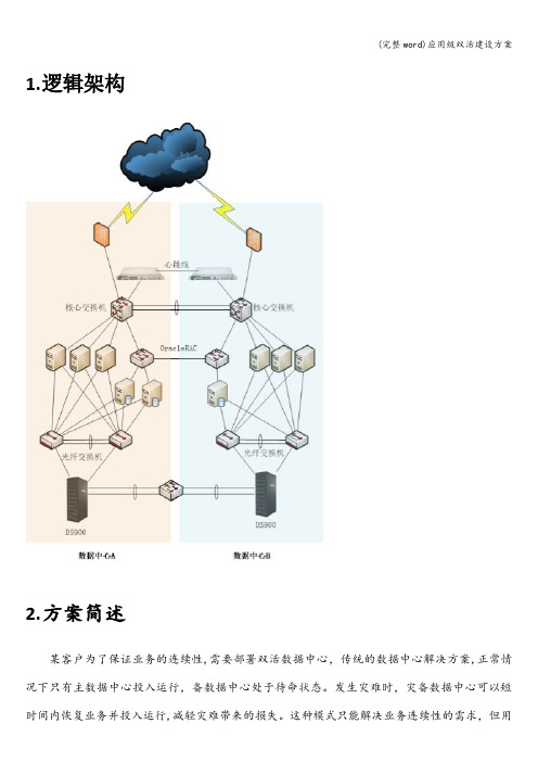 (完整word)应用级双活建设方案