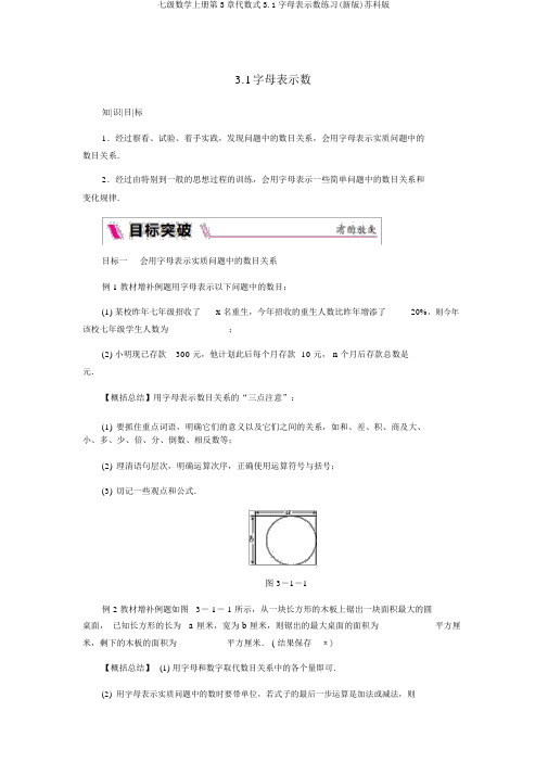 七级数学上册第3章代数式3.1字母表示数练习(新版)苏科版