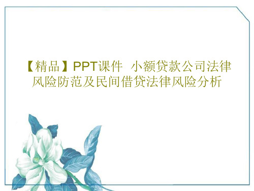 【精品】PPT课件  小额贷款公司法律风险防范及民间借贷法律风险分析PPT共104页