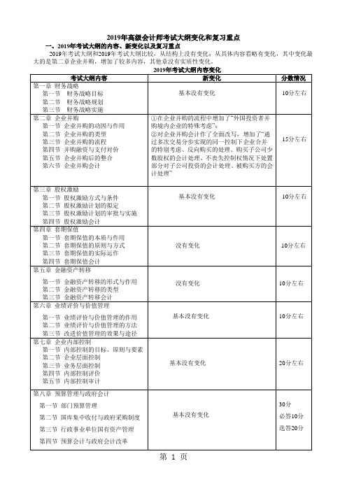 2019年高级会计师实务讲义36页word文档