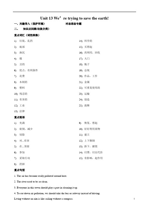 Unit13同步教学学案 人教版新目标英语九年级全册