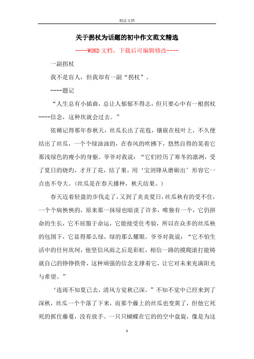 关于拐杖为话题的初中作文范文精选