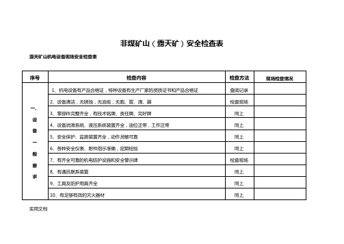 非煤矿山安全检查表