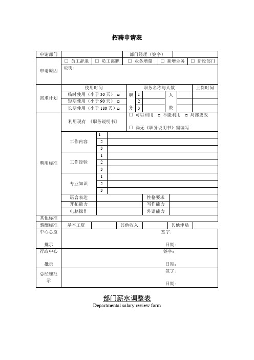 公司企业招聘申请表