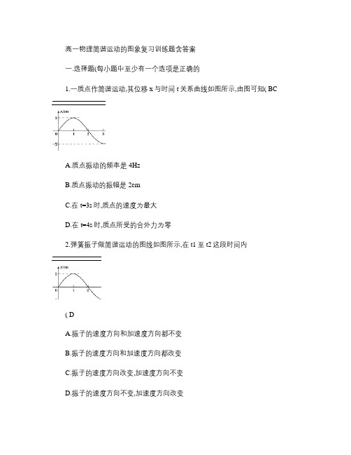 高一物理简谐运动的图象复习训练题含答案.