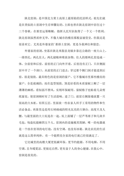 陕北的窑洞作文600字