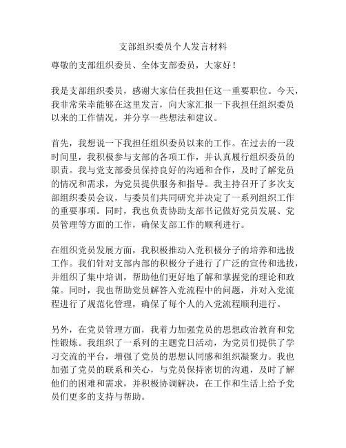 支部组织委员个人发言材料