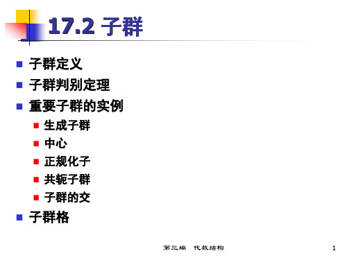 Ch 17.2-3 子群与循环群