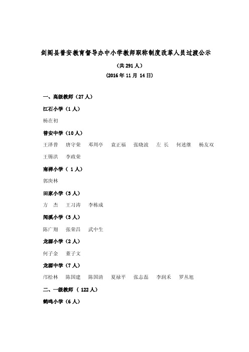 广元中级专业技术职务任职资格审批公示