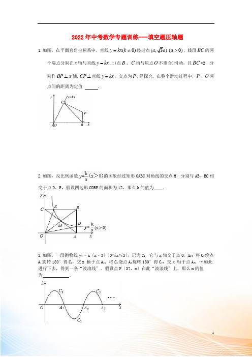 2022年中考数学专题训练 填空题压轴题