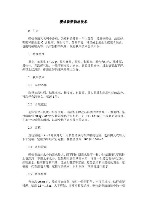 樱桃番茄栽培技术