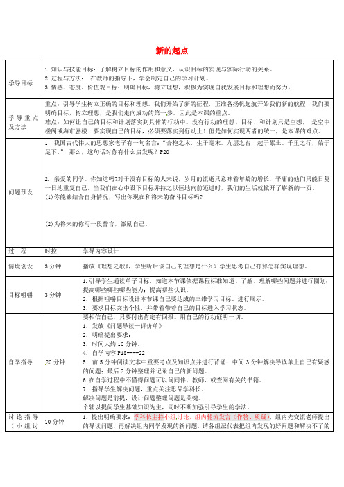 山东省济阳县竞业园学校七年级政治上册 第3课 新的起点教学设计 教科版