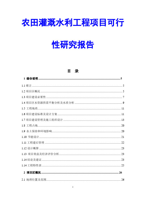 农田灌溉水利工程项目可行性研究报告