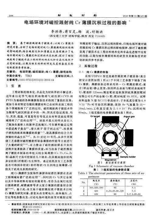 电场环境对磁控溅射纯Cr薄膜沉积过程的影响