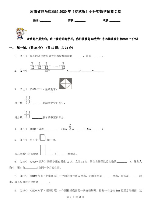 河南省驻马店地区2020年(春秋版)小升初数学试卷C卷