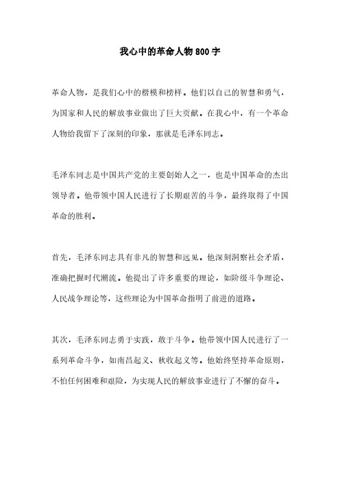 我心中的革命人物800字