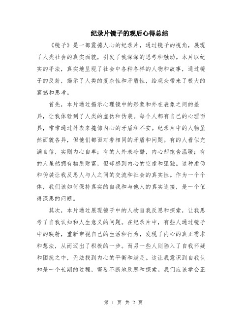 纪录片镜子的观后心得总结