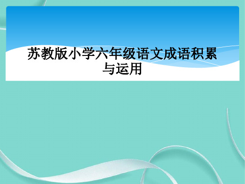 苏教版小学六级语文成语积累与运用