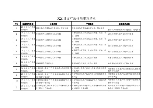 XX县文广旅体局事项清单