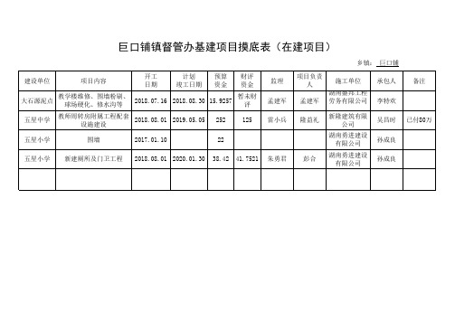 巨口铺镇督管办基建项目摸底表(在建项目)