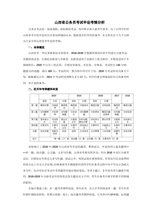 2016-2020山西申论考情分析