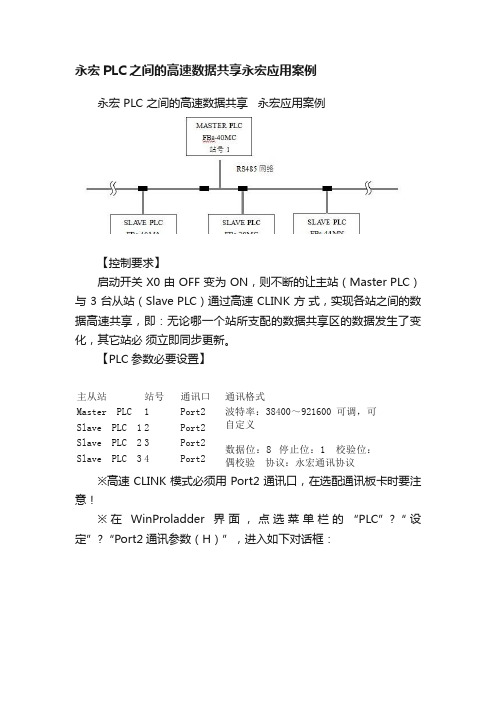 永宏PLC之间的高速数据共享永宏应用案例