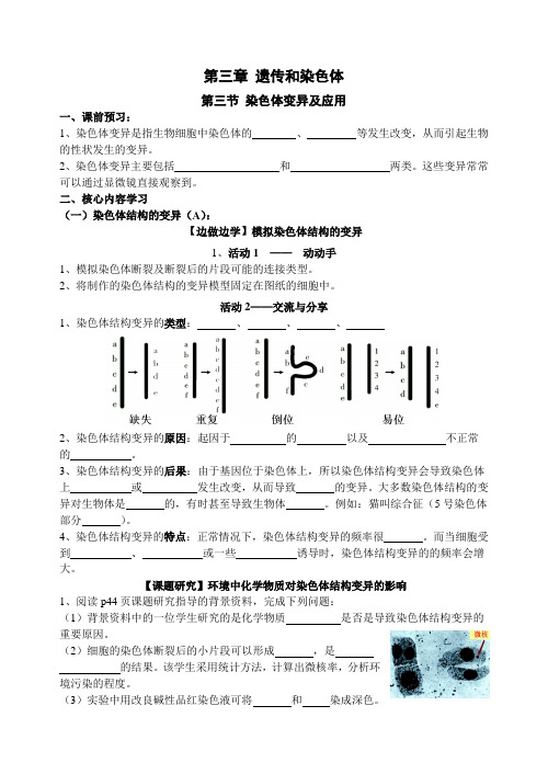 南京六中高一生物资料第三章第三节 染色体变异