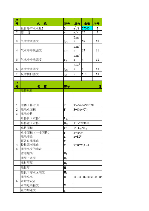 V型滤池设计计算软件