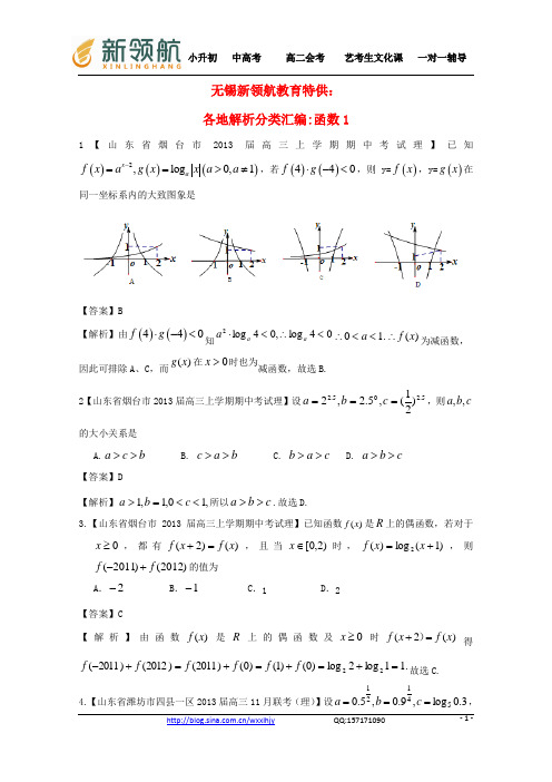 无锡新领航教育特供：【2013备考】高考数学各地名校试题解析分类汇编(一)2 函数1 理