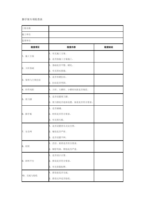 脚手架专项检查表