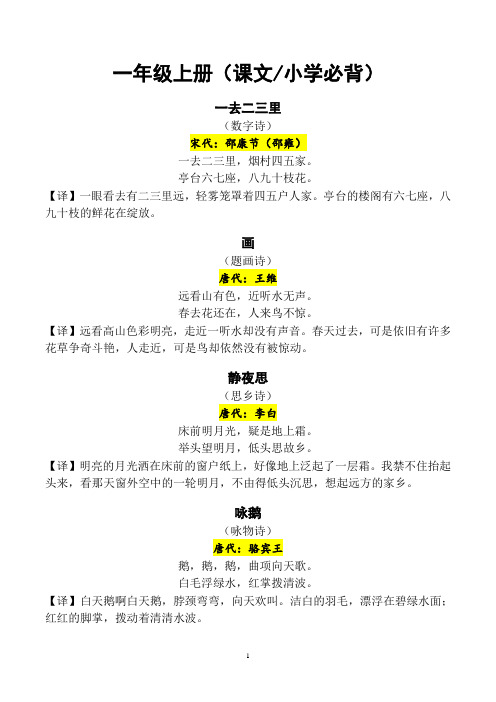 语文1-6年级课本内古诗