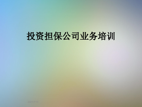 投资担保公司业务培训