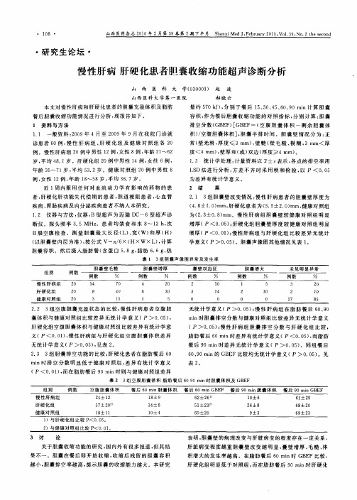 慢性肝病肝硬化患者胆囊收缩功能超声诊断分析