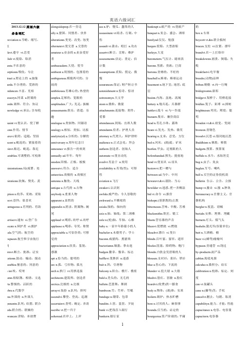 2013年12月大学英语六级(新大纲)词汇表