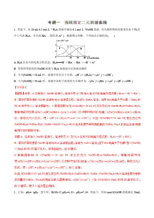 专题01 强碱滴定二元弱酸曲线-2019高考复习专题——酸碱中和滴定曲线大全(解析版)