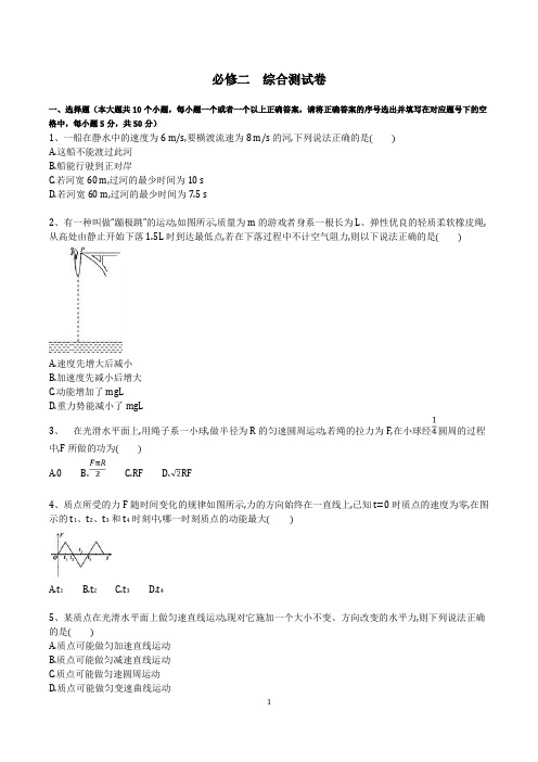 人教版高一物理必修二：综合测试卷(含答案和详细解析)