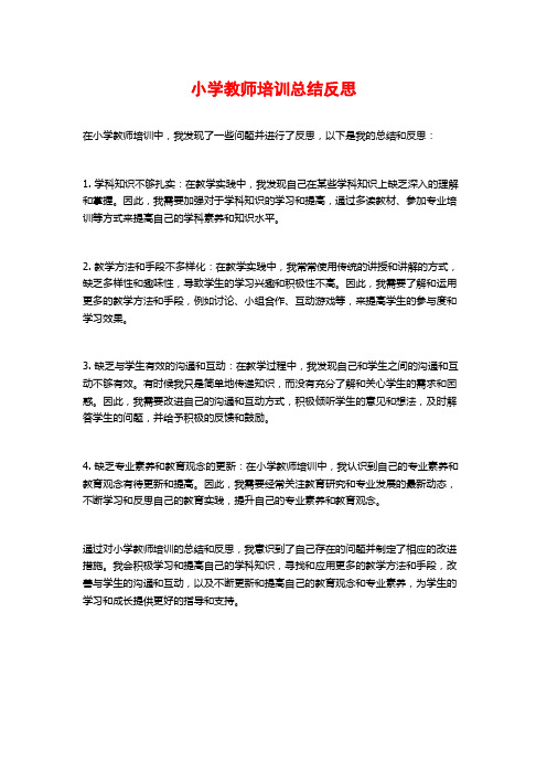 小学教师培训总结反思