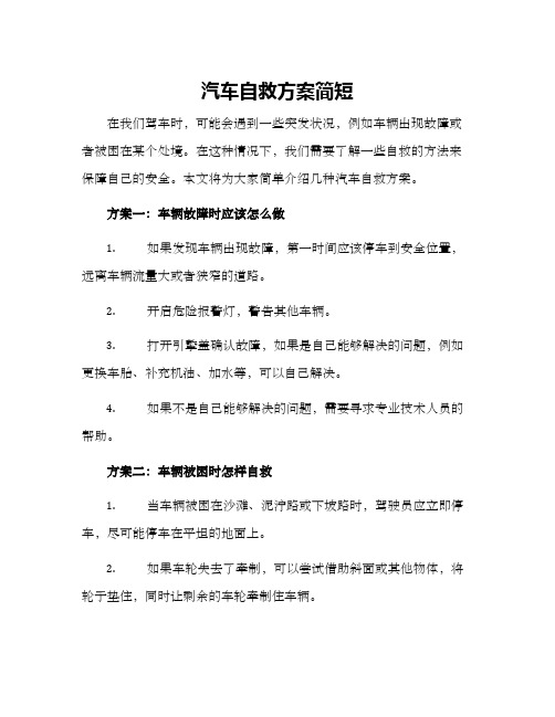 汽车自救方案简短