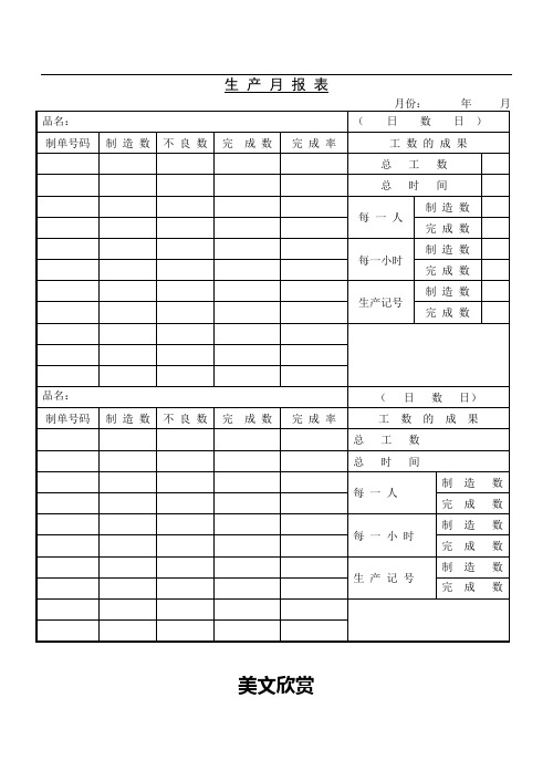 生产月报表