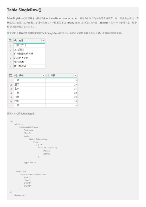 PowerQuery技巧之Table.SingleRow()