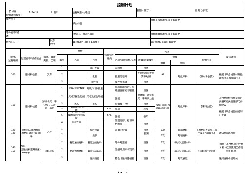 线束生产控制计划CP实例