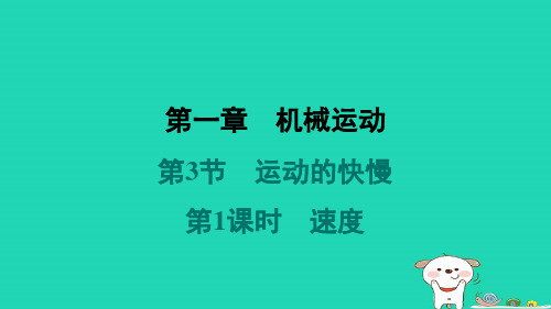 河北省2024八年级物理上册第一章机械运动第3节运动的快慢第1课时速度课件新版新人教版