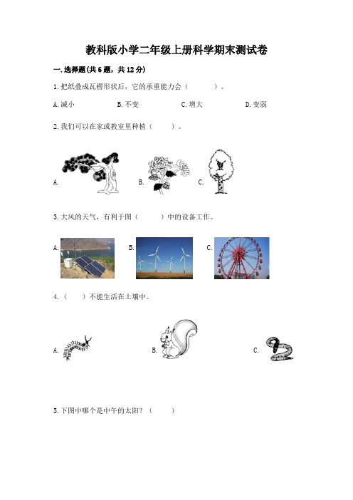 教科版小学二年级上册科学期末测试卷附参考答案【完整版】