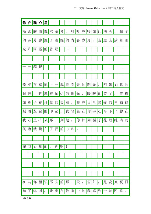 初三写人作文：你在我心里