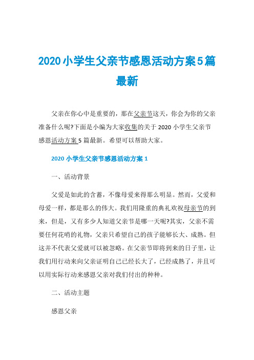 2020小学生父亲节感恩活动方案5篇最新