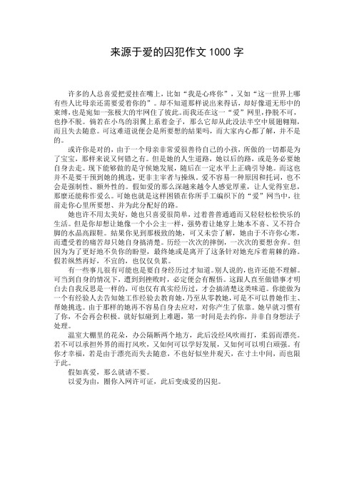 来源于爱的囚犯作文1000字