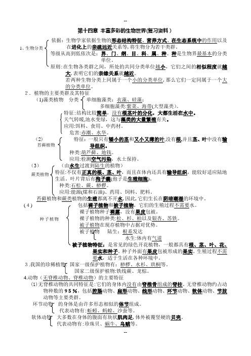 八年级上册生物复习提纲(苏教版)