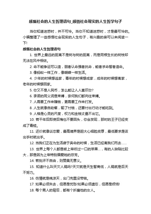 感慨社会的人生哲理语句_感悟社会现实的人生哲学句子