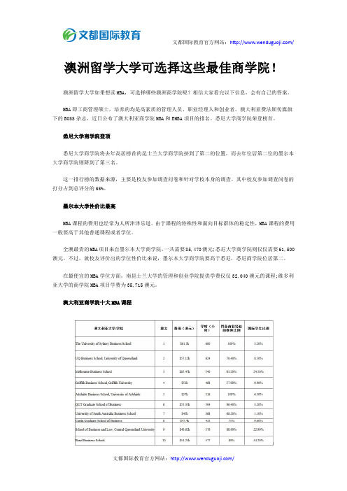 澳洲留学大学可选择这些最佳商学院!